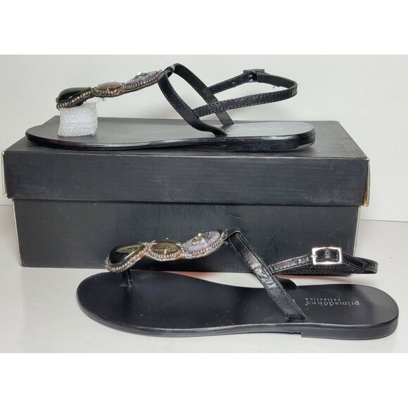 PRIMADONNA COLLECTION WOMEN SANDALS SIZE EURO 38 NEW IN BOX BLACK W/ BEADS 99010 - Picture 1 of 12